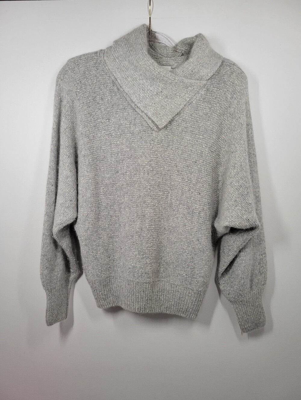 Vtg Design Group Gray Wool Angora Silk Cowl Neck Oversized Sweater Women Size M